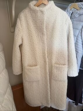 Reformation Cream Sherpa Teddy Long Coat Oversized L
